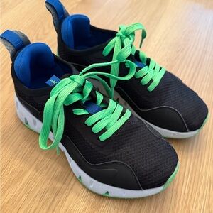 Reebok Kids Black Sneakers with Bright Green Laces